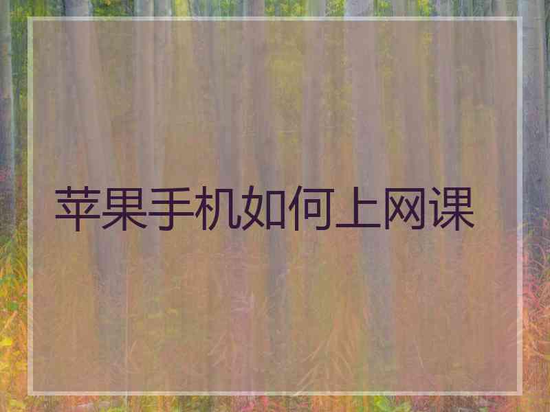 苹果手机如何上网课